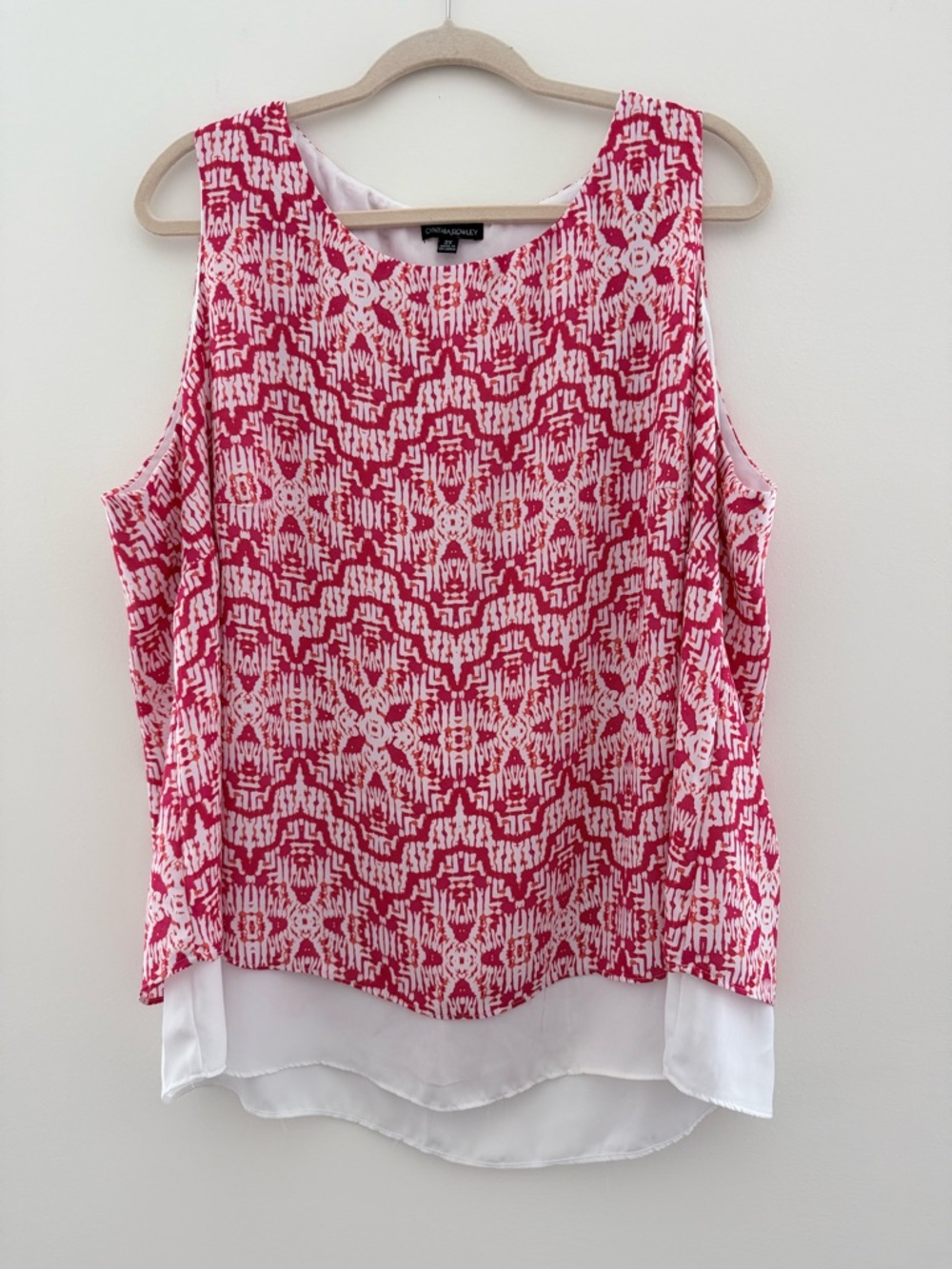 Cynthia Rowley Pink and White Printed Layered Shell